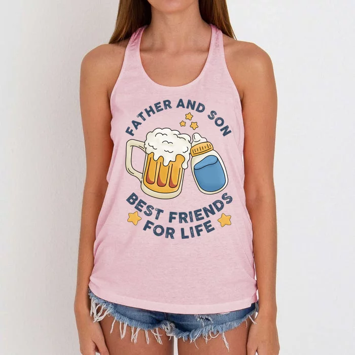 Father And Son Best Friends For Life Fathers Day Meaningful Gift Women's Knotted Racerback Tank