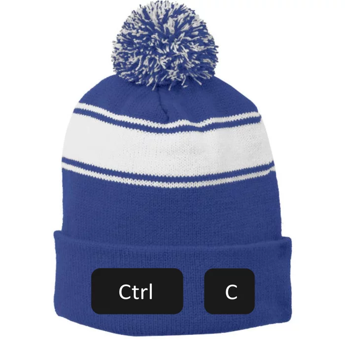 Father And Son Copy Paste Ctrl+c Ctrl+v Gift Stripe Pom Pom Beanie