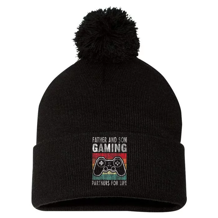 Father and Son Gaming Partners For Life Family Matching Pom Pom 12in Knit Beanie