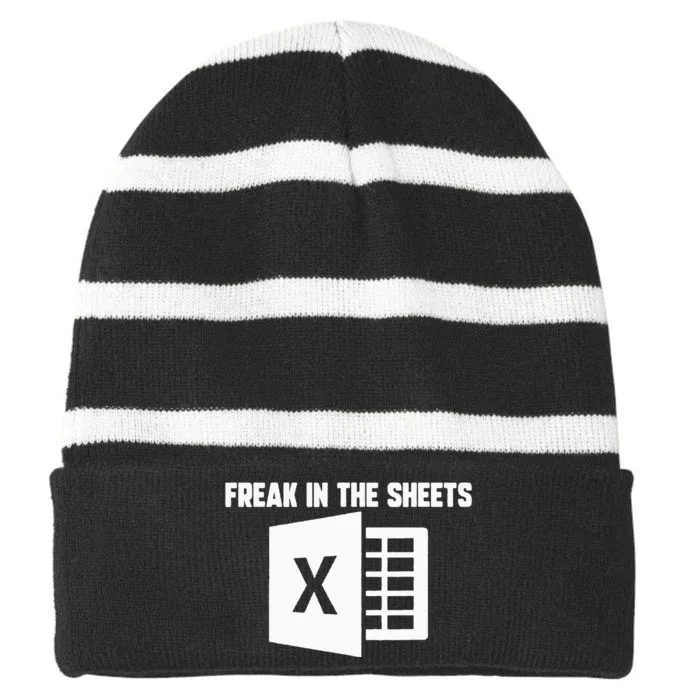 Funny Accountant Spreadsheet Freak In The Sheets Nerd Striped Beanie with Solid Band