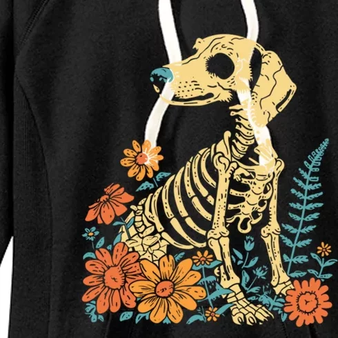 Flower Animal Sausage Dachshund Wiener Dog Floral Skeleton Cute Gift Women's Fleece Hoodie