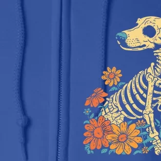 Flower Animal Sausage Dachshund Wiener Dog Floral Skeleton Cute Gift Full Zip Hoodie