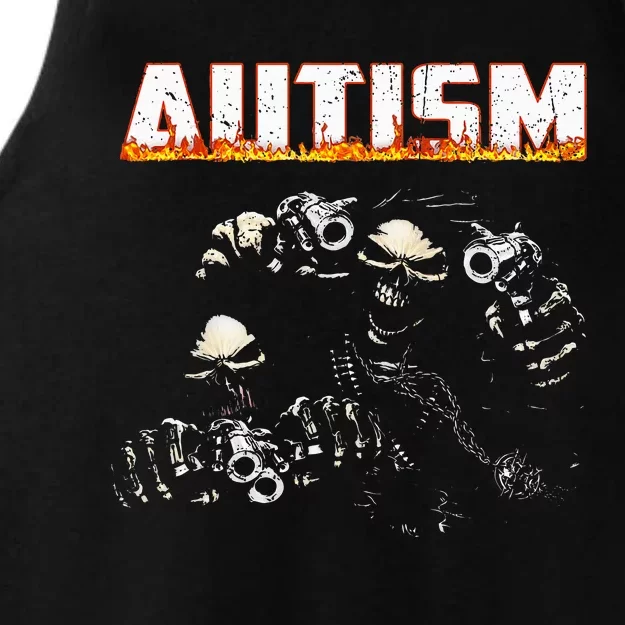 Funny Autism Skeleton Meme Halloween Costume Spooky Season Ladies Tri-Blend Wicking Tank