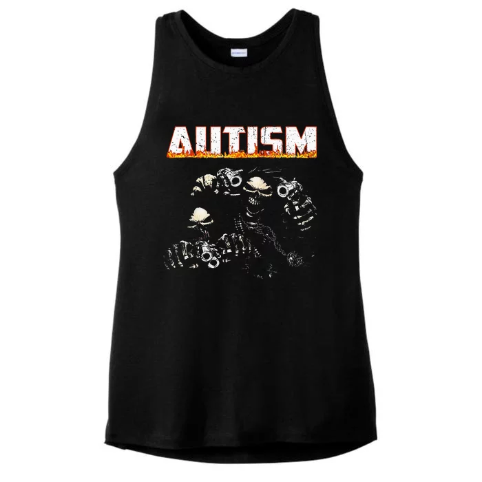 Funny Autism Skeleton Meme Halloween Costume Spooky Season Ladies Tri-Blend Wicking Tank