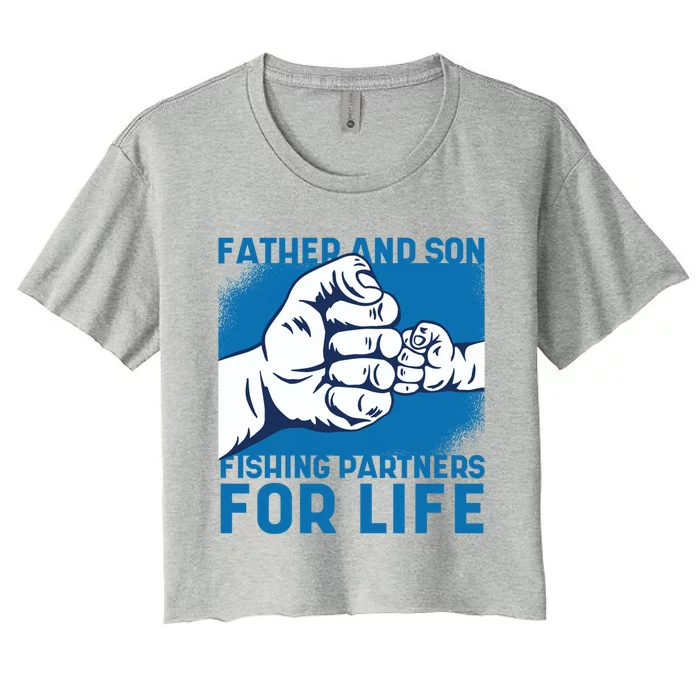 Father And Son Fishing Partners For Life Funny Gift Women's Crop Top Tee