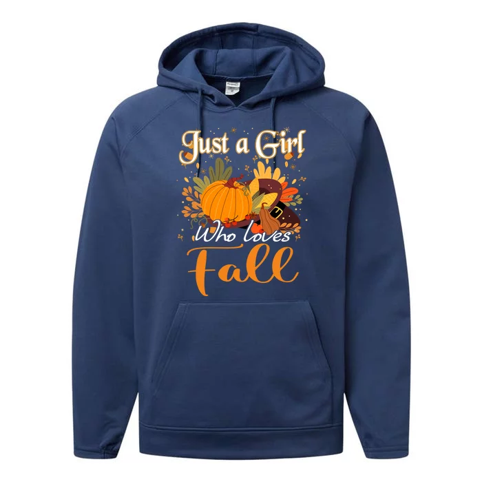 Fall Autumn Season Just A Who Loves Fall Gift Performance Fleece Hoodie