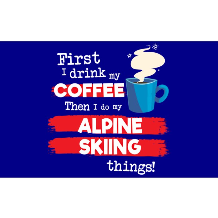 Funny Alpine Skiing Skier Saying But First Coffee Phrase Cute Gift Bumper Sticker