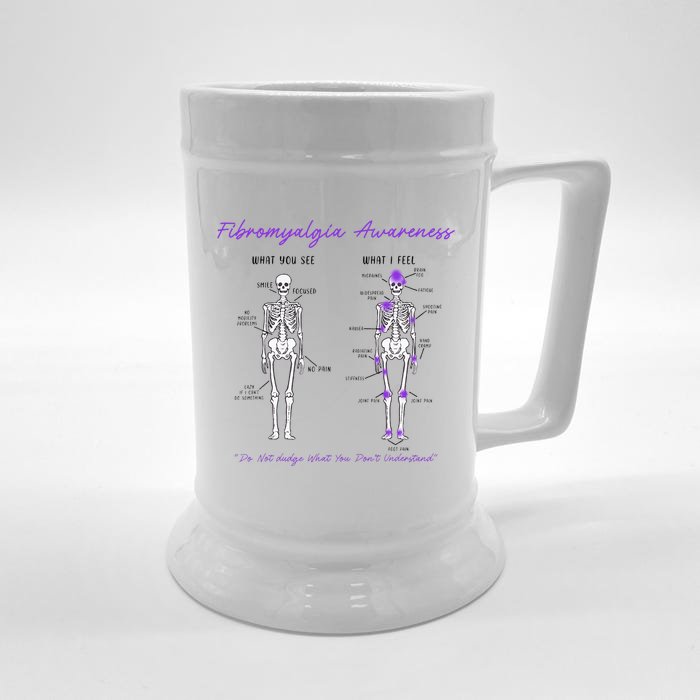 Fibromyalgia Awareness Skeleton People With Fibromyalgia Front & Back Beer Stein