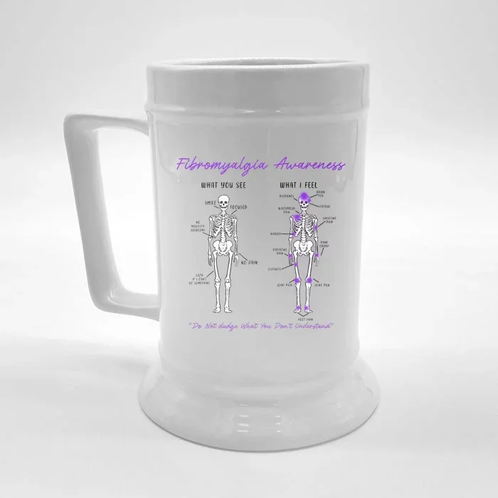 Fibromyalgia Awareness Skeleton People With Fibromyalgia Front & Back Beer Stein