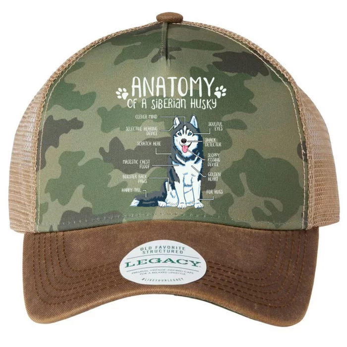 Funny Anatomy Siberian Husky Dog Lover Legacy Tie Dye Trucker Hat