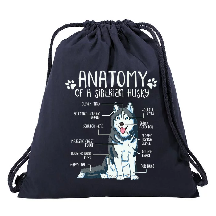 Funny Anatomy Siberian Husky Dog Lover Drawstring Bag