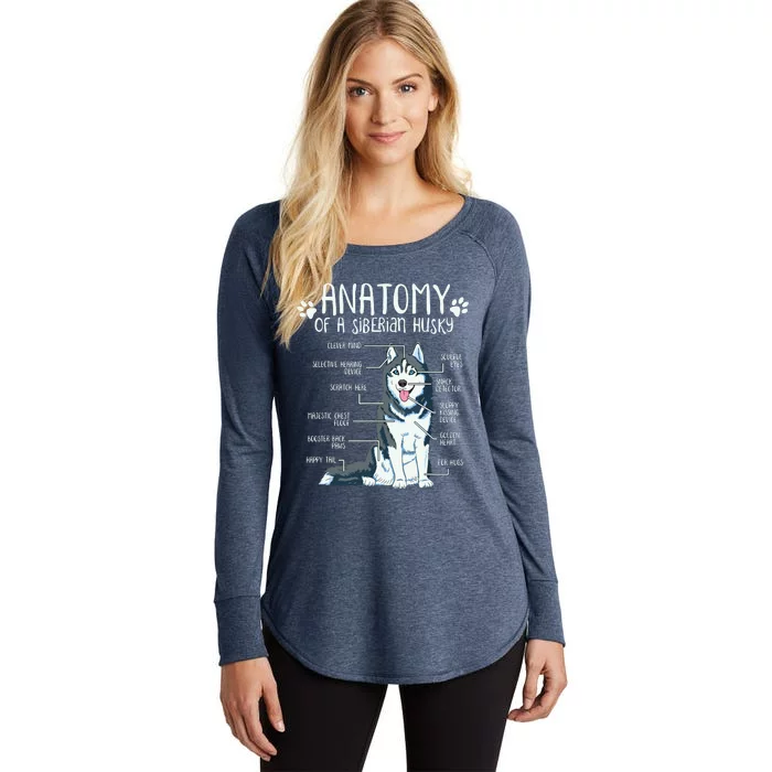 Funny Anatomy Siberian Husky Dog Lover Women's Perfect Tri Tunic Long Sleeve Shirt