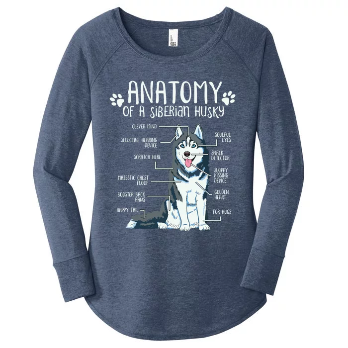 Funny Anatomy Siberian Husky Dog Lover Women's Perfect Tri Tunic Long Sleeve Shirt