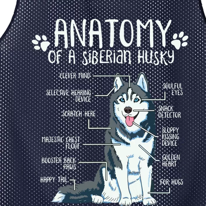 Funny Anatomy Siberian Husky Dog Lover Mesh Reversible Basketball Jersey Tank