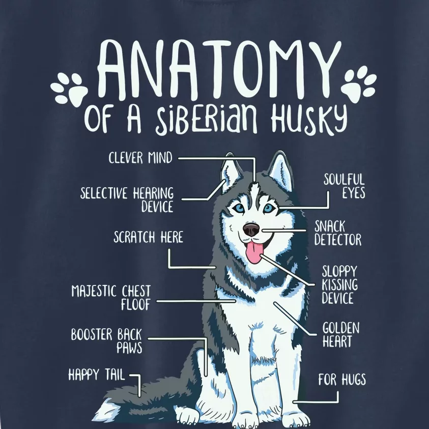 Funny Anatomy Siberian Husky Dog Lover Kids Sweatshirt