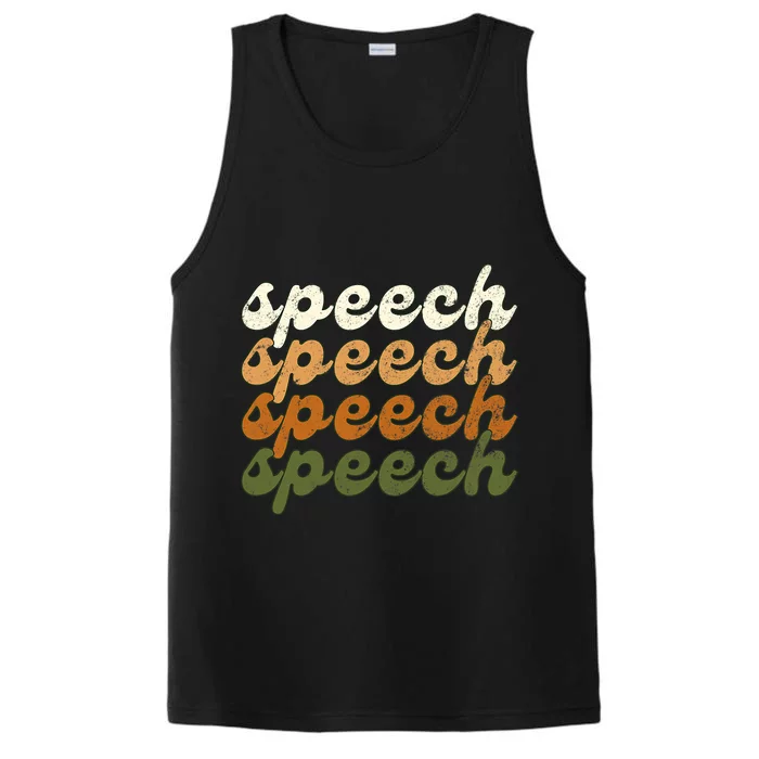 Fall & Autumn Speech Therapy Slp Therapist Retro Distressed Performance Tank