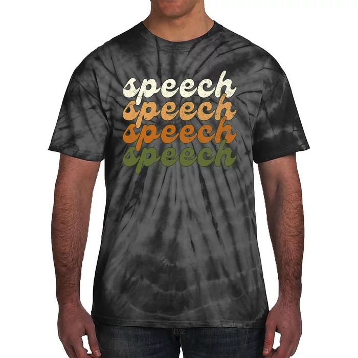 Fall & Autumn Speech Therapy Slp Therapist Retro Distressed Tie-Dye T-Shirt