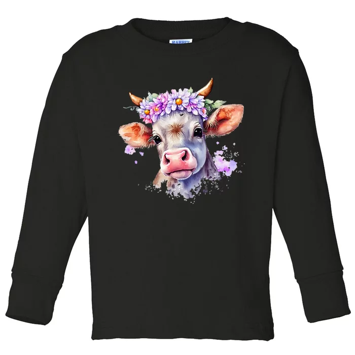 Funny A Sweet Cow Toddler Long Sleeve Shirt