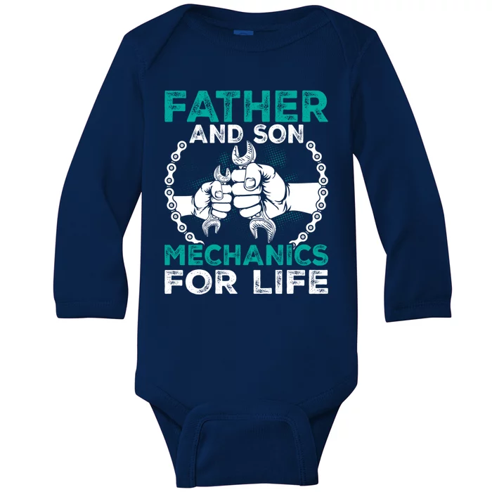 Father And Son Mechanics For Life Gift Baby Long Sleeve Bodysuit