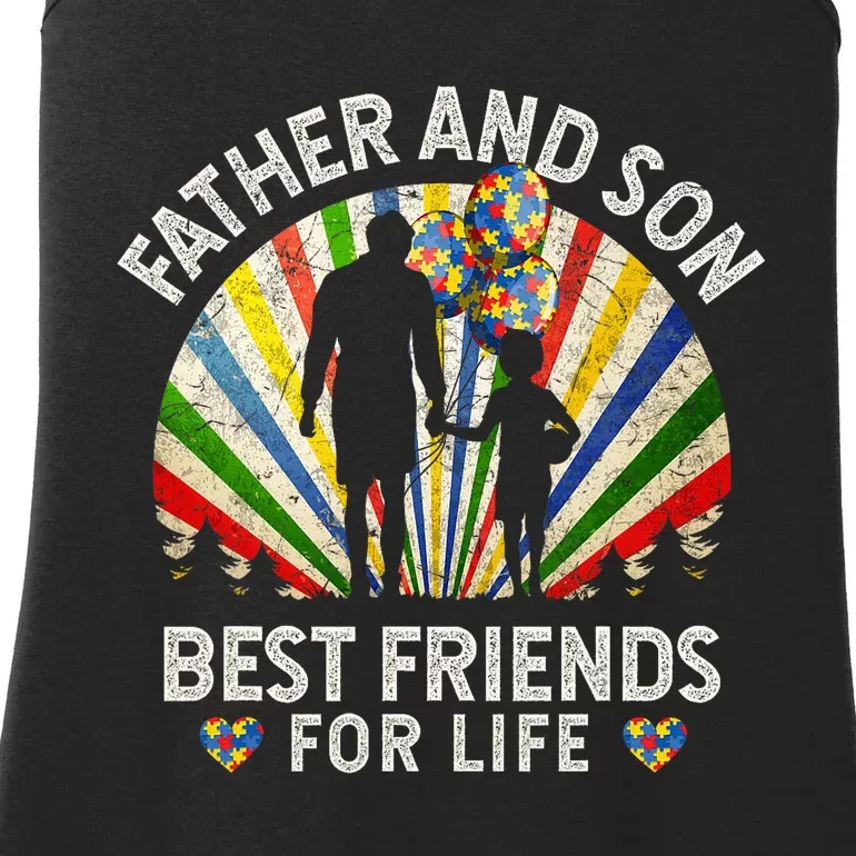 Father And Son Best Friends For Life Autism Awareness Ladies Essential Tank