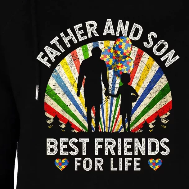 Father And Son Best Friends For Life Autism Awareness Womens Funnel Neck Pullover Hood