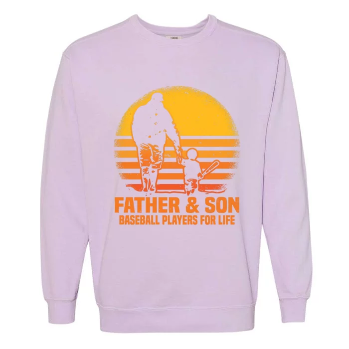 Father And Son Baseball Matching Dad Son Gift Garment-Dyed Sweatshirt