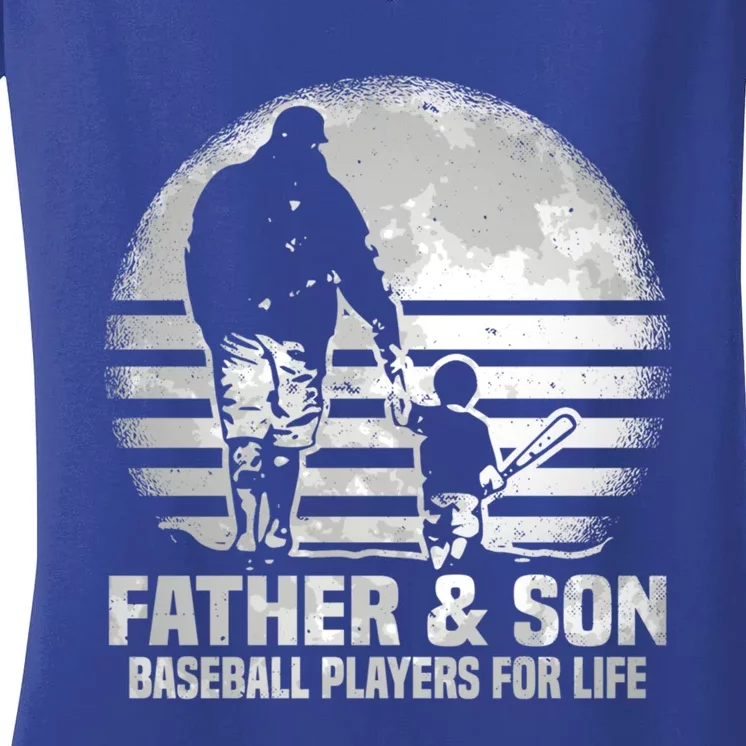 Father And Son Baseball Matching Dad Son Gift Women's V-Neck T-Shirt