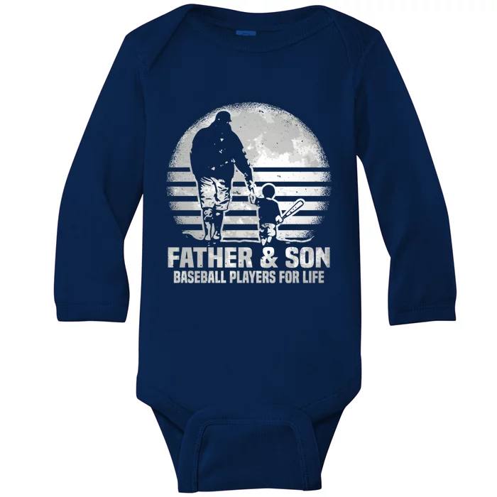 Father And Son Baseball Matching Dad Son Gift Baby Long Sleeve Bodysuit