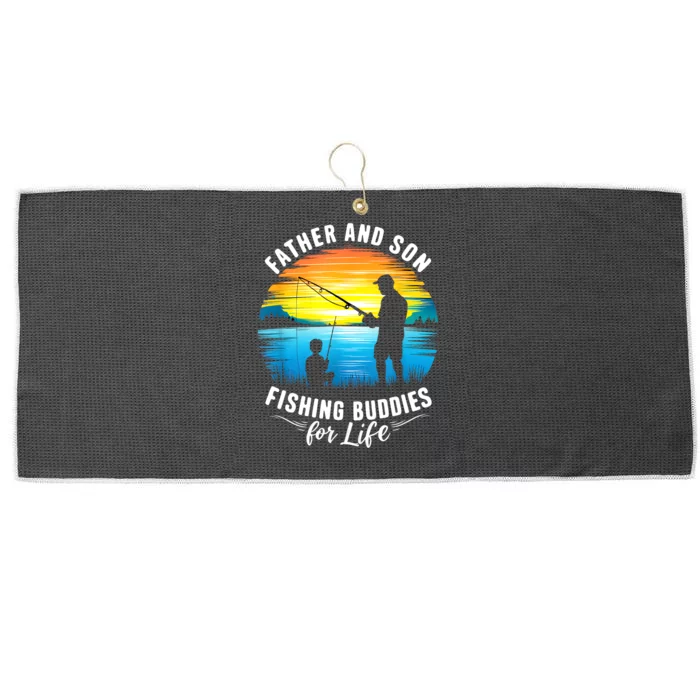 Father And Son Fishing Buddies For Life Large Microfiber Waffle Golf Towel