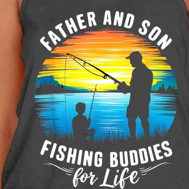 Father And Son Fishing Buddies For Life Women's Knotted Racerback Tank