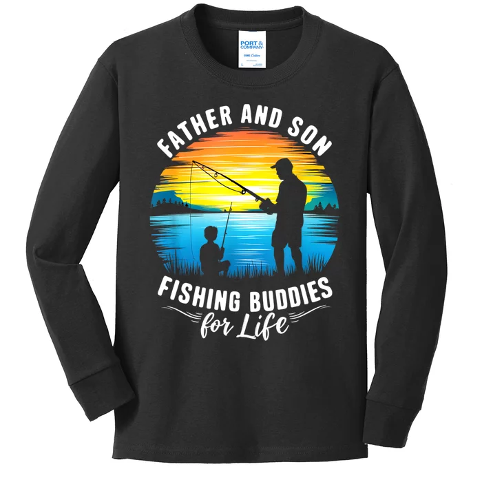 Father And Son Fishing Buddies For Life Kids Long Sleeve Shirt