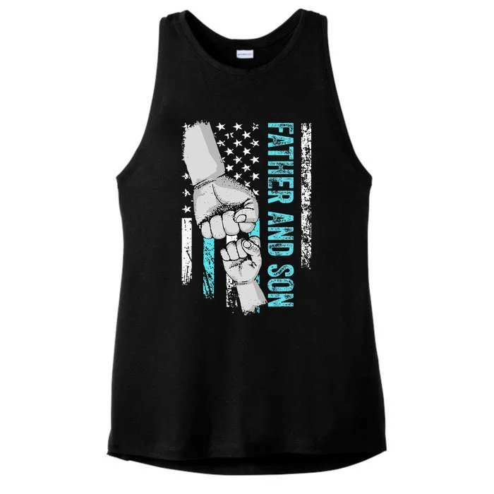 Father And Son American Flag Matching Fathers Day Father Son Ladies Tri-Blend Wicking Tank