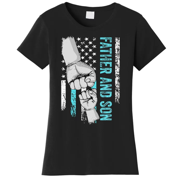 Father And Son American Flag Matching Fathers Day Father Son Women's T-Shirt