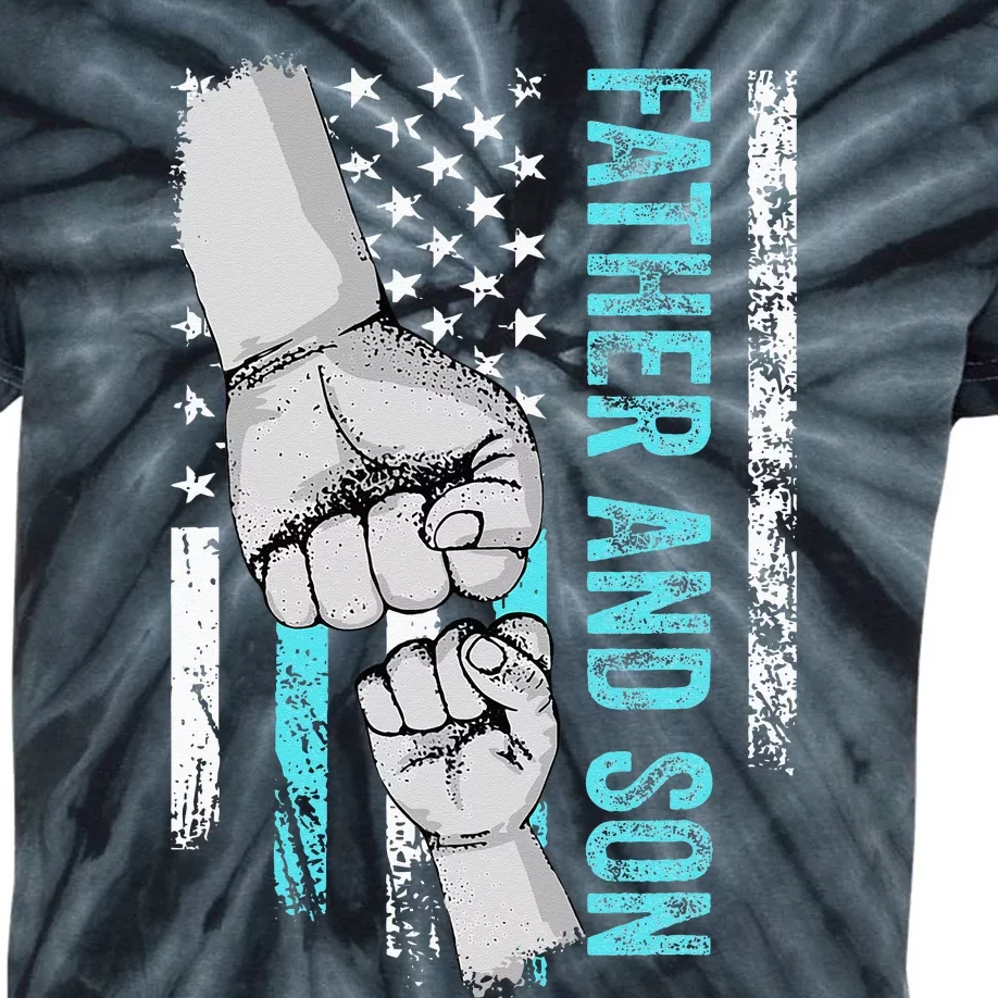 Father And Son American Flag Matching Fathers Day Father Son Kids Tie-Dye T-Shirt