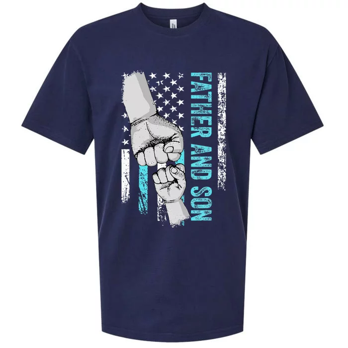 Father And Son American Flag Matching Fathers Day Father Son Sueded Cloud Jersey T-Shirt