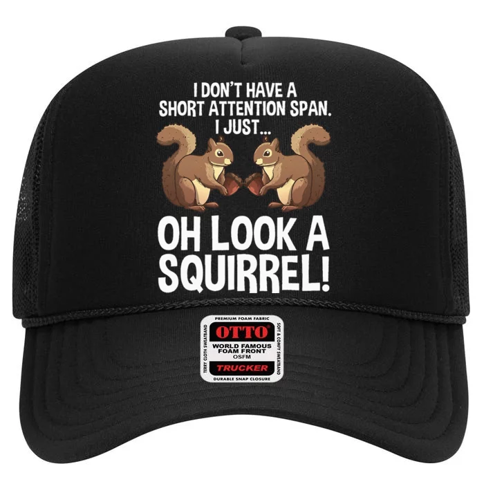 Funny ADHD Squirrel Design For  Chipmunk Pet Lovers High Crown Mesh Trucker Hat