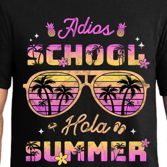 Funny Adios School Hola Summer Break Teacher Sunglasses Cute Great Gift Pajama Set