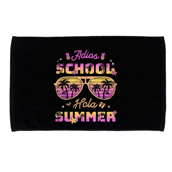 Funny Adios School Hola Summer Break Teacher Sunglasses Cute Great Gift Microfiber Hand Towel