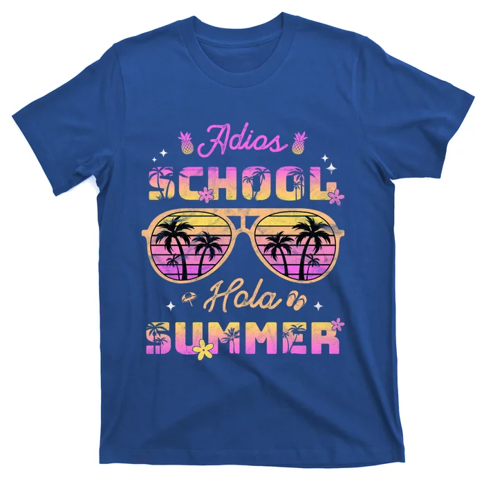 Funny Adios School Hola Summer Break Teacher Sunglasses Cute Great Gift T-Shirt