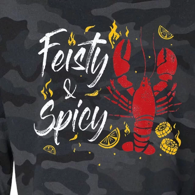 Feisty And Spicy Crawfish Funny Boil Cajun Crawfish Festival Cropped Pullover Crew