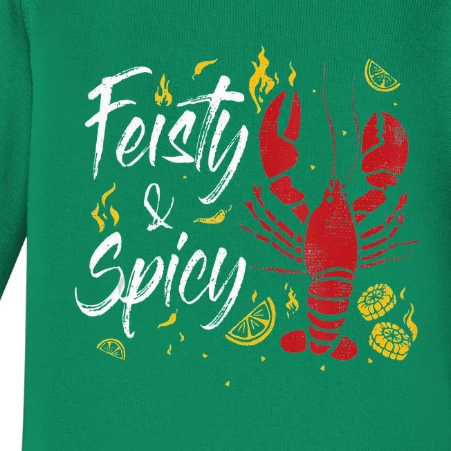 Feisty And Spicy Crawfish Funny Boil Cajun Crawfish Festival Baby Long Sleeve Bodysuit