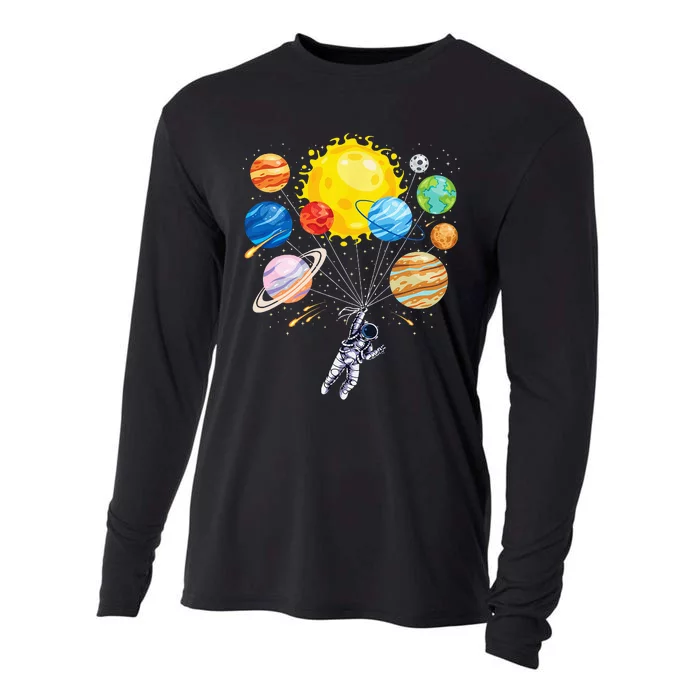 Funny Astronaut Space Balloon Planet Science Solar System Cooling Performance Long Sleeve Crew