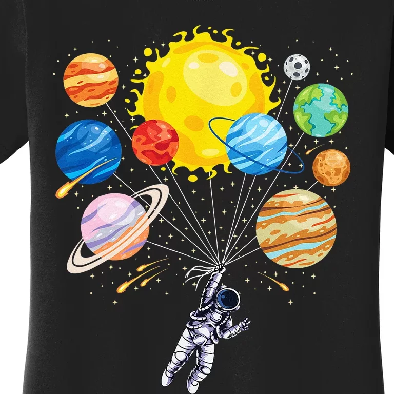 Funny Astronaut Space Balloon Planet Science Solar System Women's T-Shirt