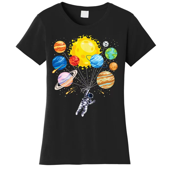 Funny Astronaut Space Balloon Planet Science Solar System Women's T-Shirt