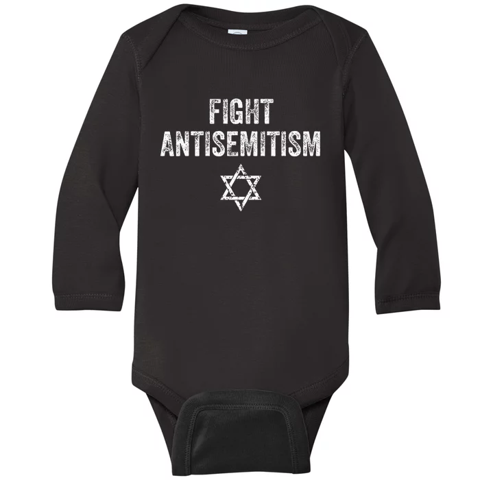 Fight Antisemitism Stop the Hate Jewish Pride Baby Long Sleeve Bodysuit