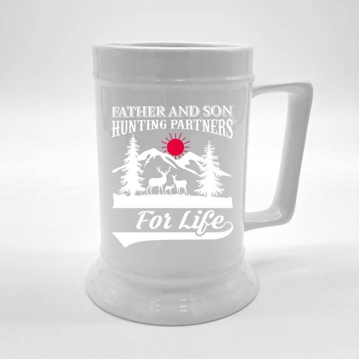 Father And Son Hunting Partners For Life Front & Back Beer Stein