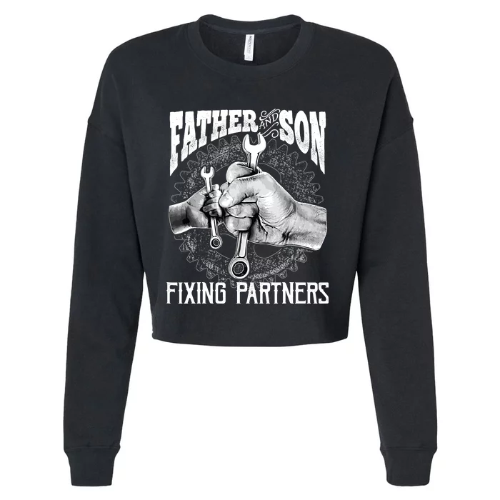 Father And Son Mechanic Mechanic FatherS Day Gift Cropped Pullover Crew