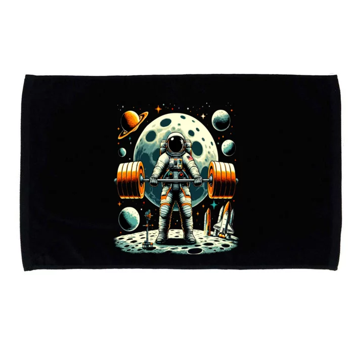 Funny Astronaut Space Weightlifting Fitness Gym Workout Gift Microfiber Hand Towel