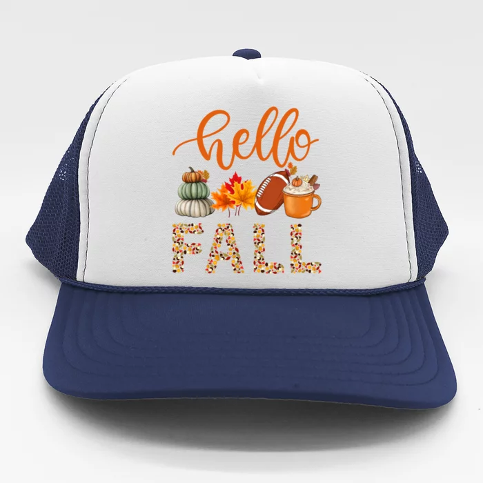 Fall Autumn Seasonal Wear Tis The Season Hello Fall Gift Trucker Hat