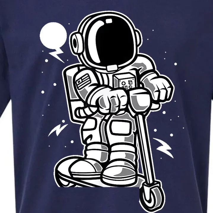 Funny Astronaut Scooter Space Galaxy Gift Sueded Cloud Jersey T-Shirt